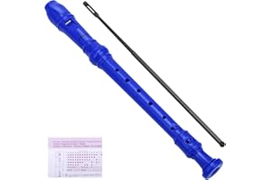 Hanaoyo Soprano Recorder Instrument German Style C Key 8 Holes, Recorder Instrument for Beginners School Student with Cleaning Rod, Fingering Chart (Blue)