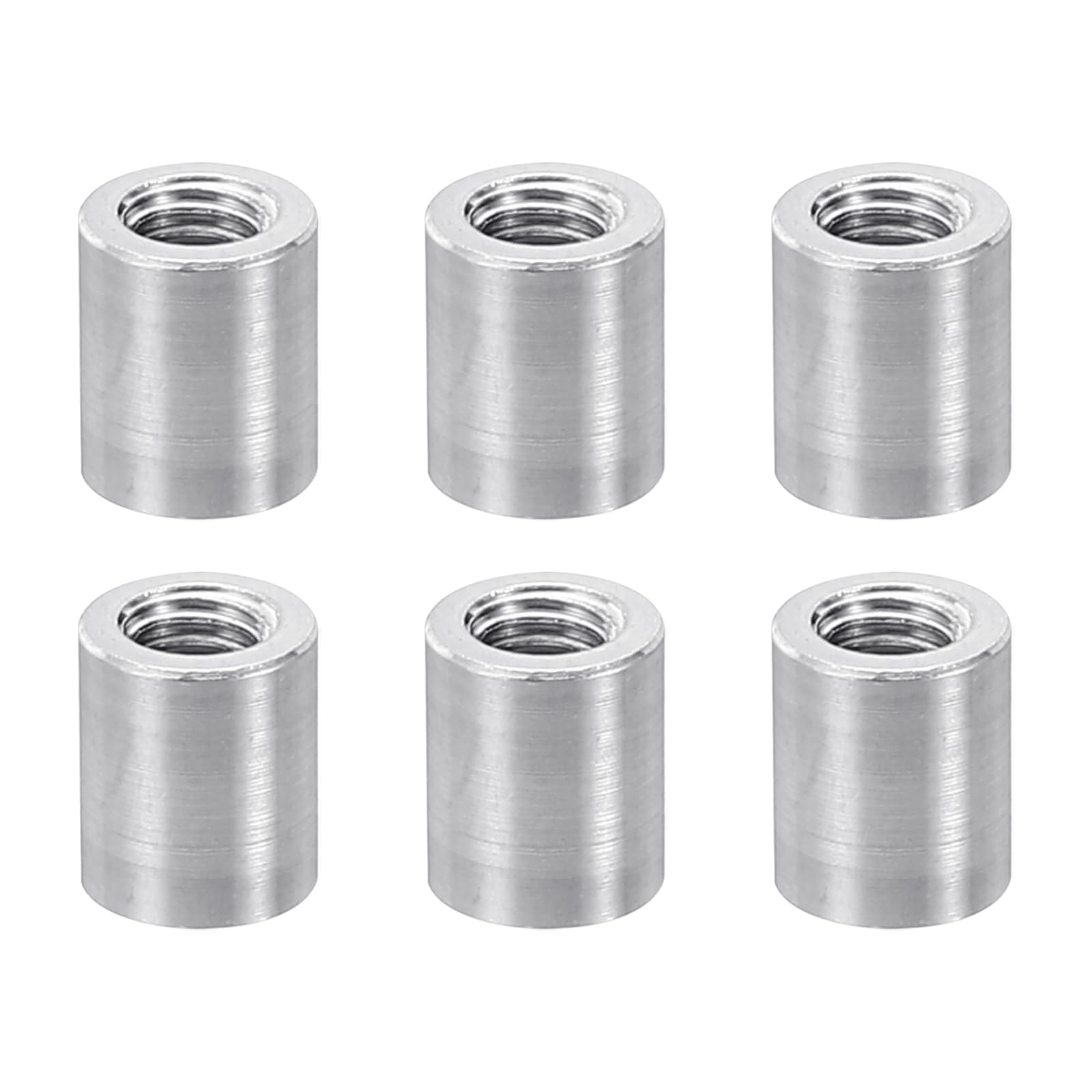 PATIKIL 12pcs M3 Metal Threaded Standoff Spacer Nuts, Round Aluminum Spacers Female Coupling Screws, 1/8" ID x 3/16" OD, Silver 3x5x6mm