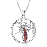 LWXIE Diamond Peacock Necklace 925 Sterling Silver Colored Peacock Bird Pendant for Women Cute Animal Jewelry Gifts for Mom