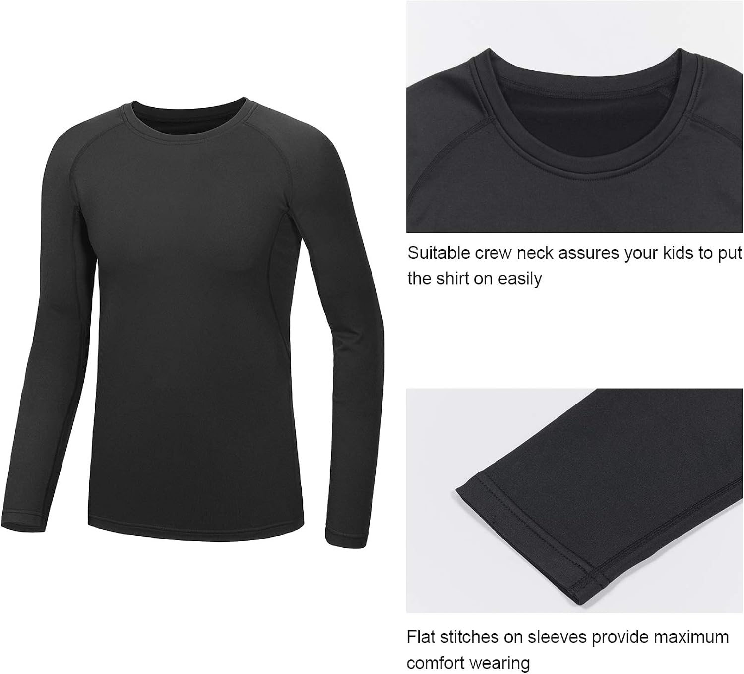TAIBID Youth Boys' Compression Thermal Shirt Fleece Base Layer Long Sleeve Soccer Baseball Top, Size S - XL: Clothing