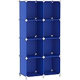 AWTATOS Cube Storage Organizer, 8 Cube Closet Organizers and Storage Shelves, DIY Stackable Bookshelf for Bedroom, Home, Admiral Blue