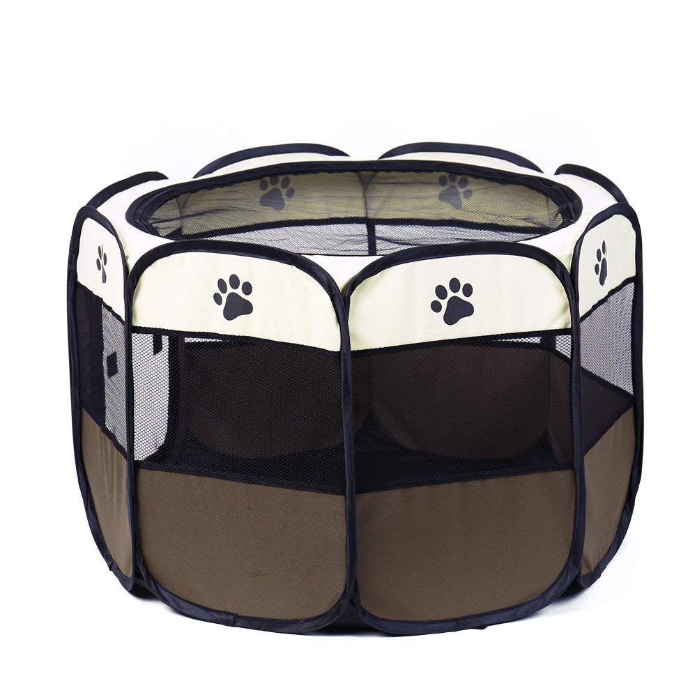 Mua Pawz Road ペットサークル プレイサークル 折りたたみ 八角形 犬 猫 兼用 コンパクト防水 室内室外兼用 メッシュ屋根付き ブラウン M Tren Amazon Nhật Chinh Hang Fado