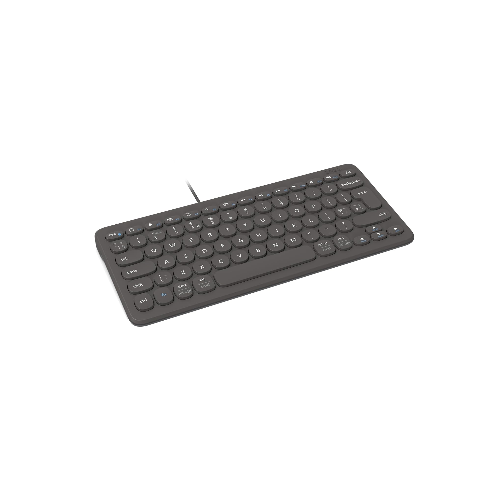 ZAGG Connect 12-Inch Type-C Compact Wired Keyboard, Optimized Typing Experience, Compatible with Windows, macOS, iOS, ChromeOS & Android (Charcoal) — image 1