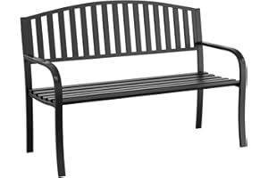 Gymplis Outdoor Bench Garden Bench Patio Bench,Weatherproof Anti-Rust Metal Powder Coated Frame Park Bench,Metal Bench for Yard & Porch & Park (Vertical line)