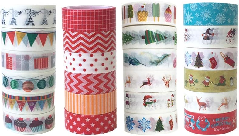 24 rollos de navidad washi cintas de
