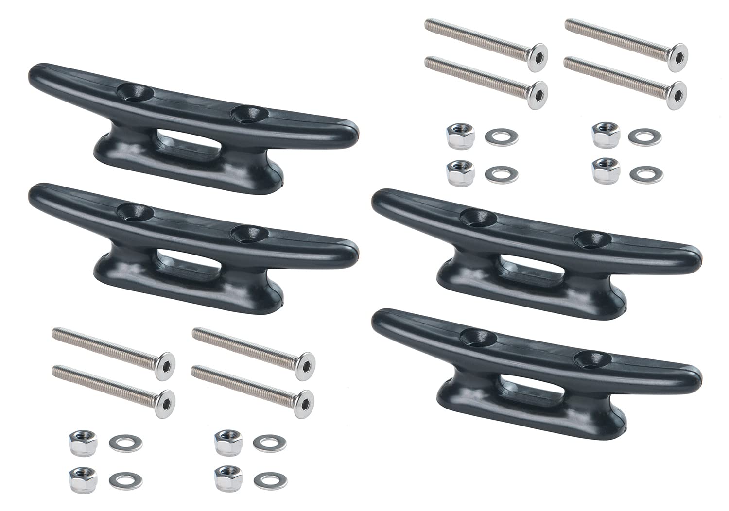 New Marine 4 Nylon Brackets in Black or White Various Sizes Including V4A Screws, Black, 75mm