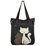 VBIGER Borse Tote Bag da Donna in Tela Gatto Carino (Nero)