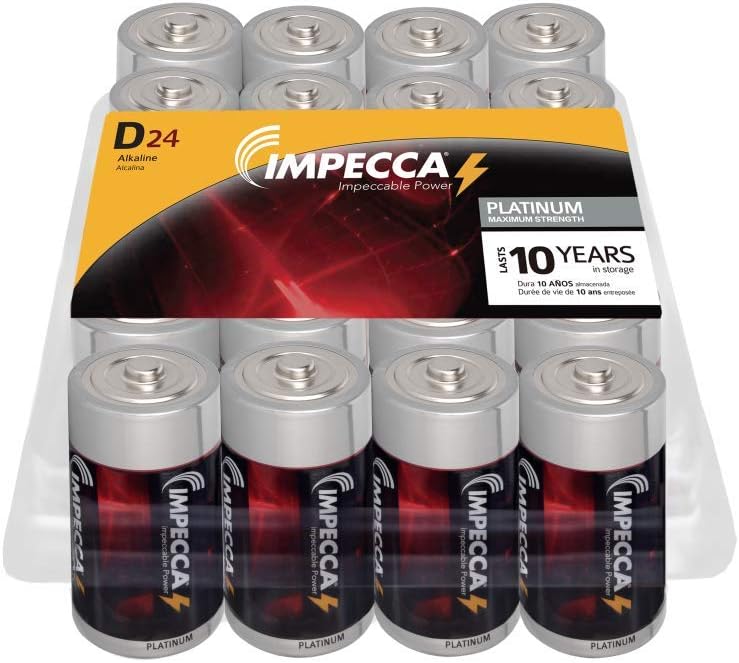 IMPECCA D Batteries (24-Pack) High Performance Alkaline, Long Lasting, and Leak Resistant Batteries, LR14, Platinum Series, 24-Count: Home Audio & Theater