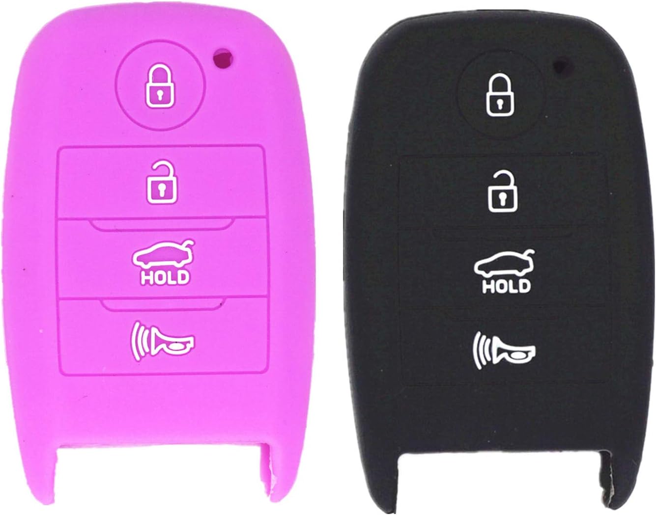 WFMJ 2Pcs Purple Black Silicone 4 Buttons Remote Key Case Cover Chain for Kia K3 Cerato Forte Sorento Rio Rio5 Optima