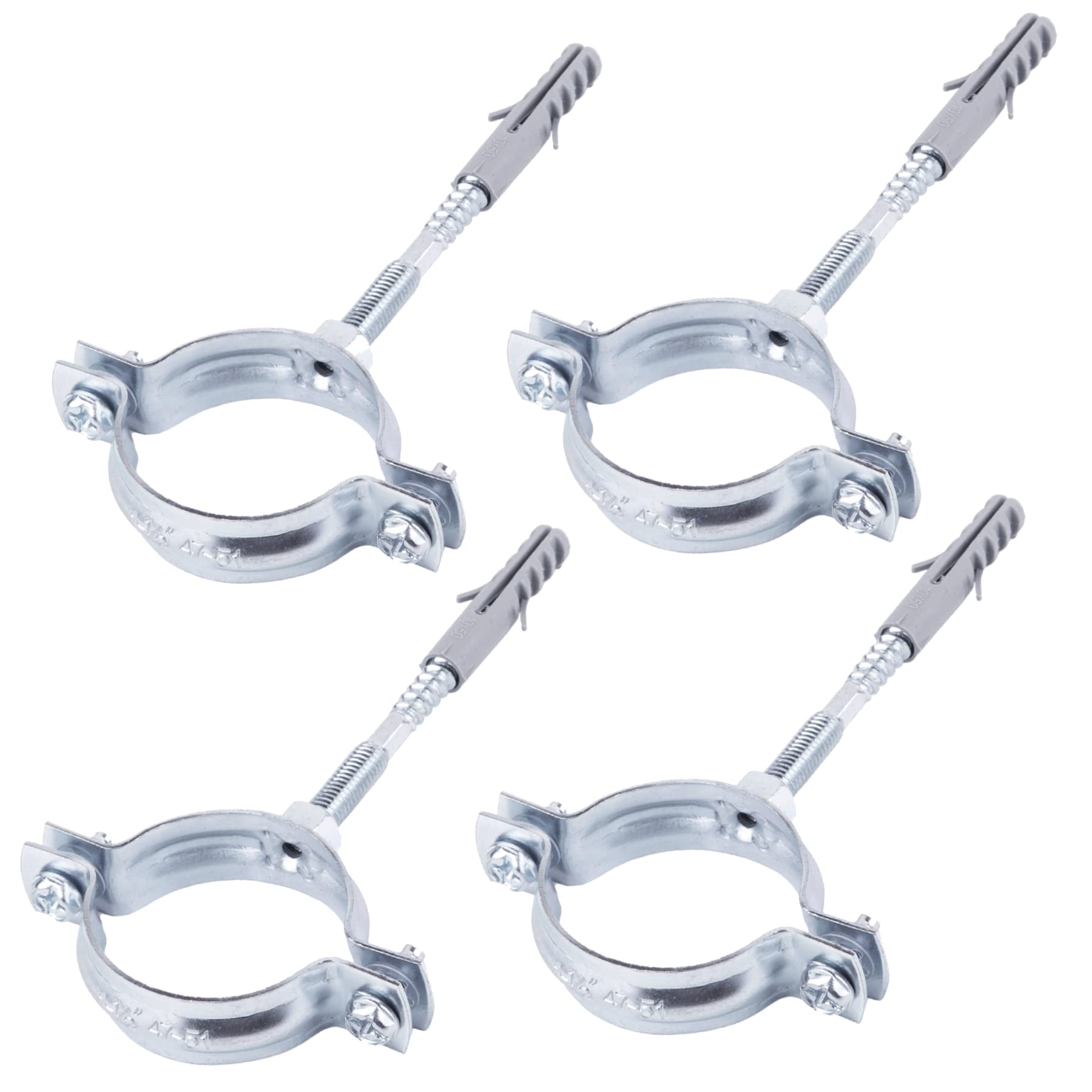 SKIR'CO (Pack of 4 pcs) Pipe Brackets for Ø 47-51 mm Pipes, Clamps, Pipe Supports for Wall and Ceiling Mounting (4 pcs)