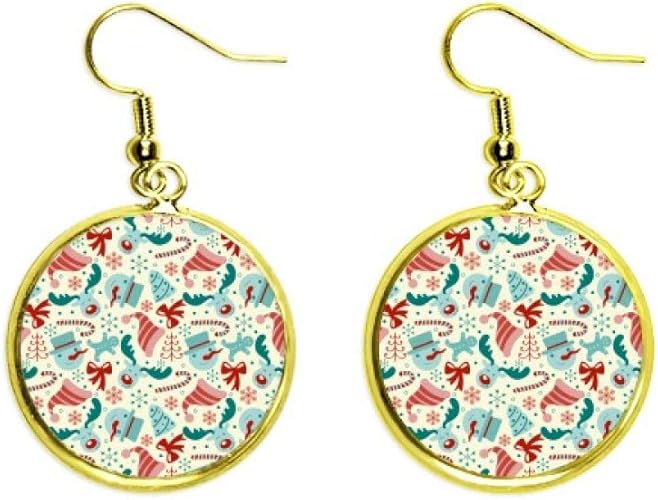 Amazon Co Jp 陽気なクリスマスツリーの抽象的なイラスト イヤリングゴールドイヤリングペンダントジュエリーレディース ジュエリー