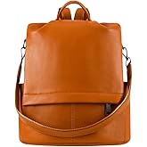 Wesccimo Genuine Leather Backpack Purse For Women Antitheft Real Soft Orange Brown Fashion Designer Convertible Shoulder Bag