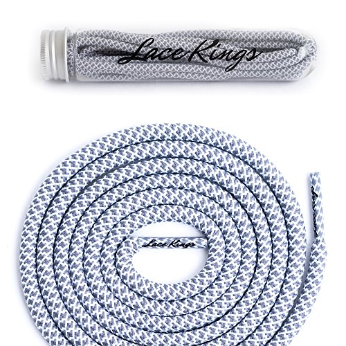 Lace Kings Round Shoelaces (Grey/White - 45in)