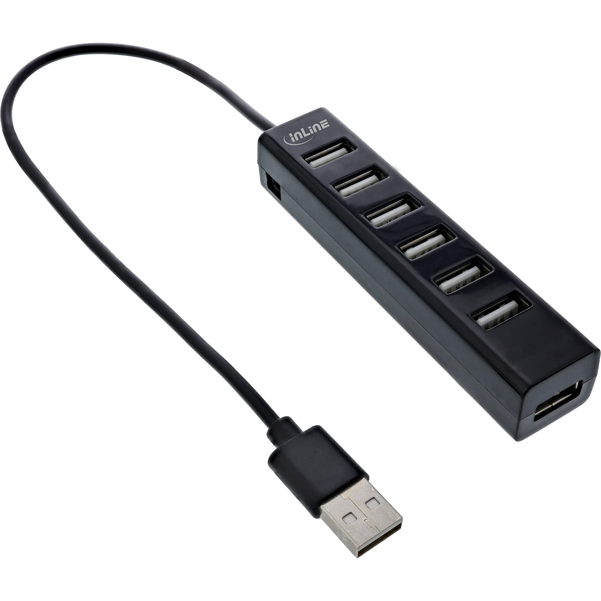 InLine® USB 2.0 Hub 7-Port Black with 1 m USB DC Cable Black