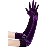 Amazleer Women's Long Velvet Opera Gloves, Elbow Length Glove, 1920s Flapper Costume, Black