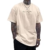 Verdusa Men's Oversized Graphic Tshirts Letter Slogan Drop Shoulder Short Sleeve Round Neck Tee