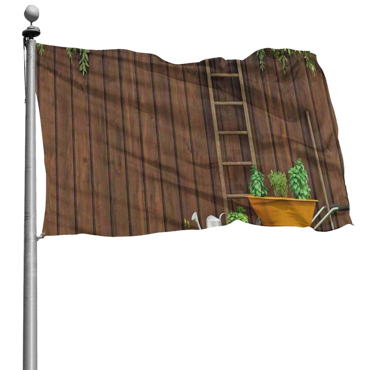 ZZ1QIU Seasonal Garden Flag for Outdoors Large Holiday Yard Flags 4x6 ft, Gardening Material Tools On The Backyard with Shovel and Bucket Print,Double Sided All Seasons 70.847.2 in