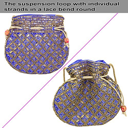 sndia indian ethnic embroidered bridal party handbag potli purse - purple