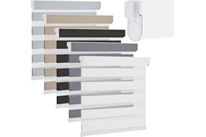 Custom Zebra Blinds for Windows No Drill - 28" W x 72" H White Blackout Cordless Window Blinds, No Tools Installation with Te
