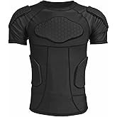 MK MOSSE KARNE Mens Padded Compression Shirt Football Rib Protectors 6-Football Pads Chest Protector Padded Shirt Protective Gear for Football Baseball Basketball