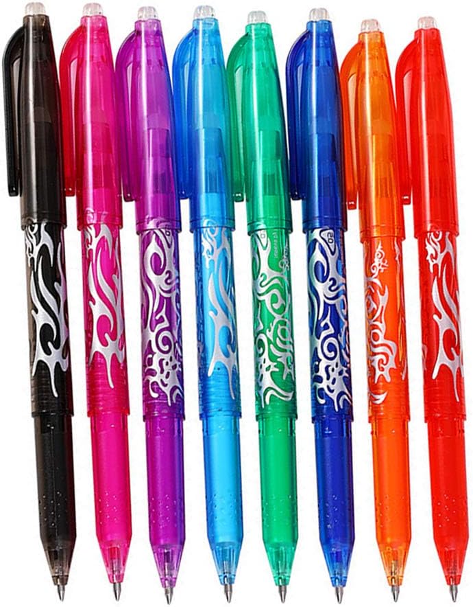 Erasable Gel Ink Rollerball Pens, 0.5mm Fine Point, Hot Clean, 8 Colors Pack