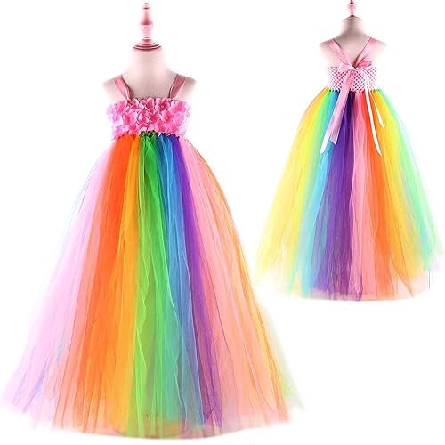rainbow flower girl dress