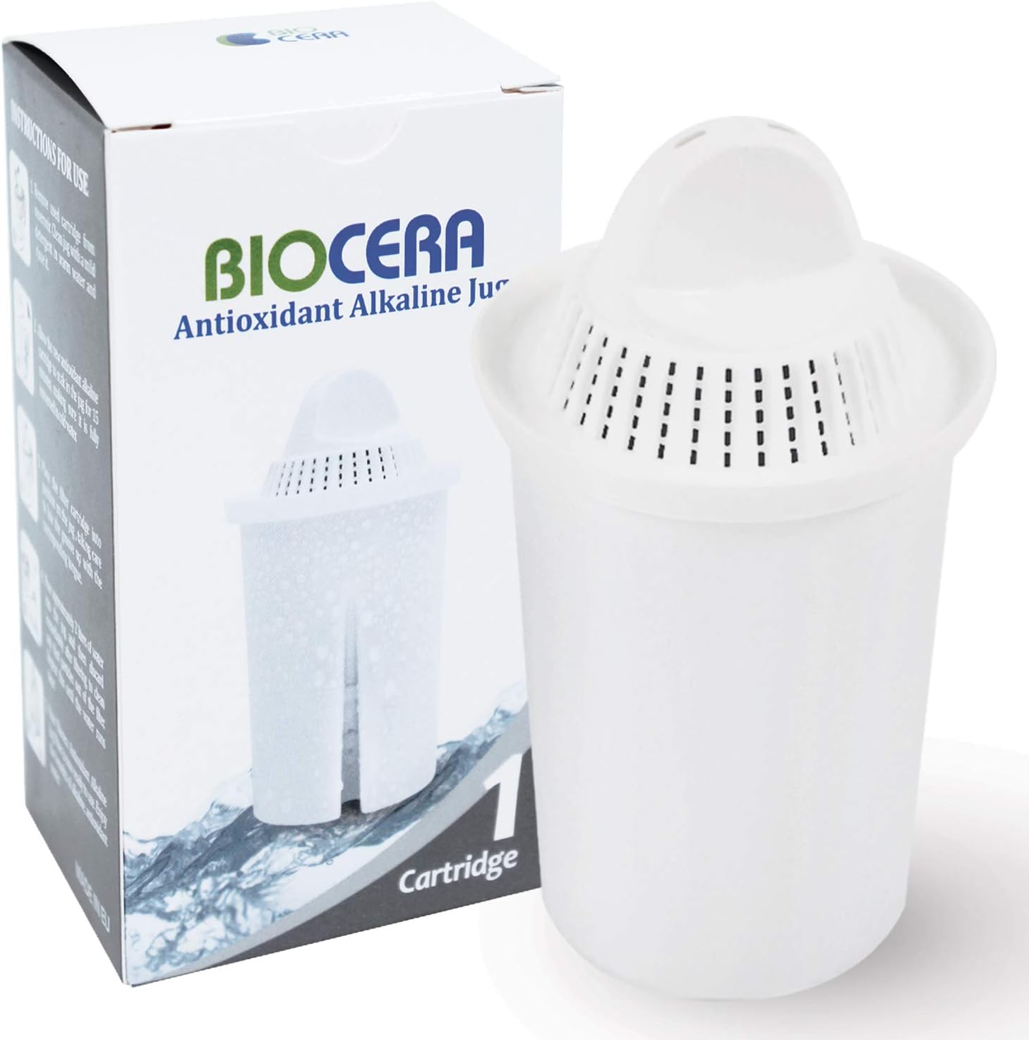 BIO CERA Water Filter Replacement Cartridge for Alkaline Antioxidant Water Ionizer, Activated Carbon Filter Pitcher - Up to PH 9.5 (1 Single Pack): Home & Kitchen