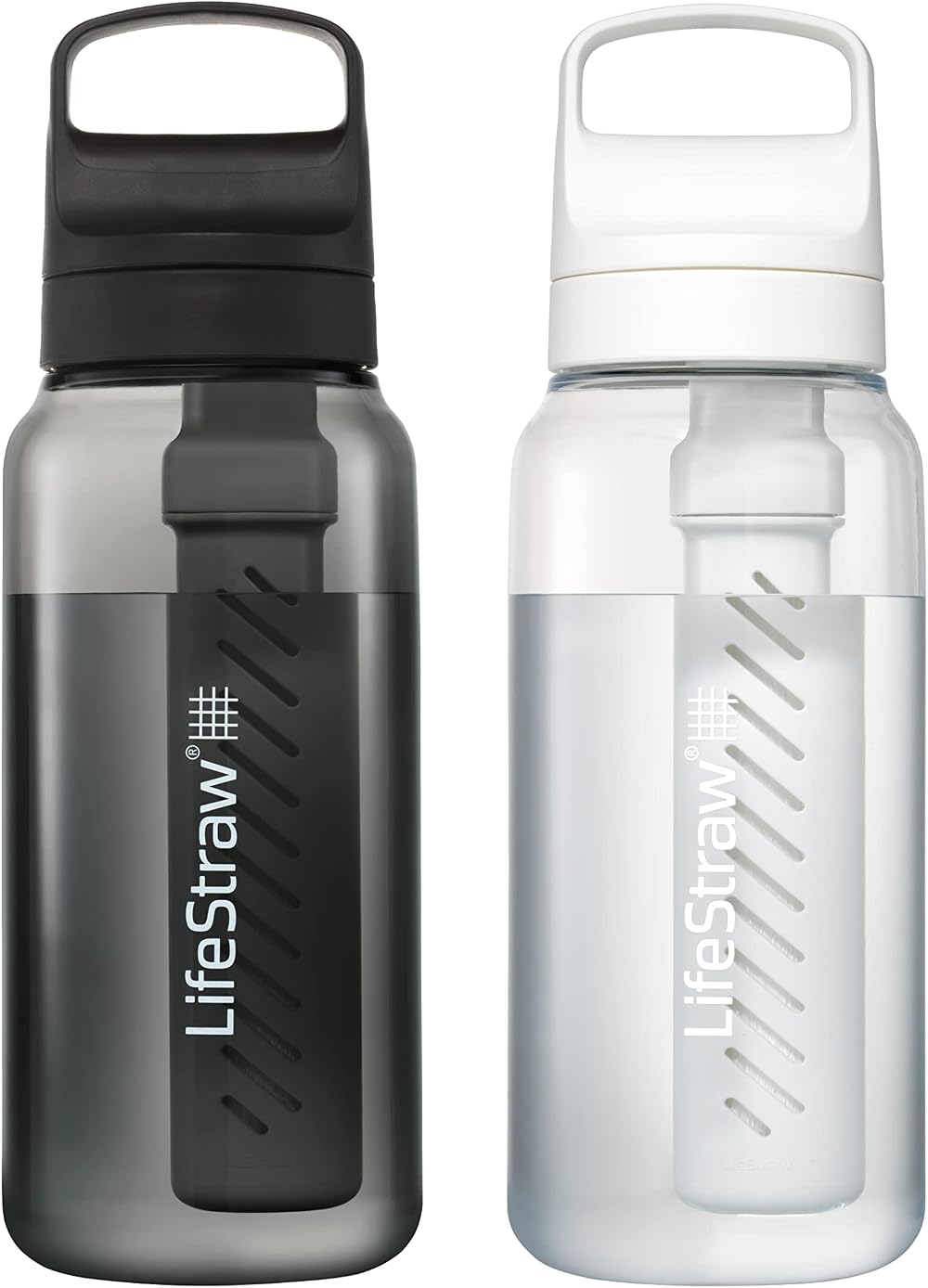 LifeStraw Go Series 1L Water Filter Bottle BPA Free 2 Pack Nordic Noir