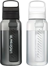 LifeStraw Go Series 1L Water Filter Bottle BPA Free 2 Pack Nordic Noir
