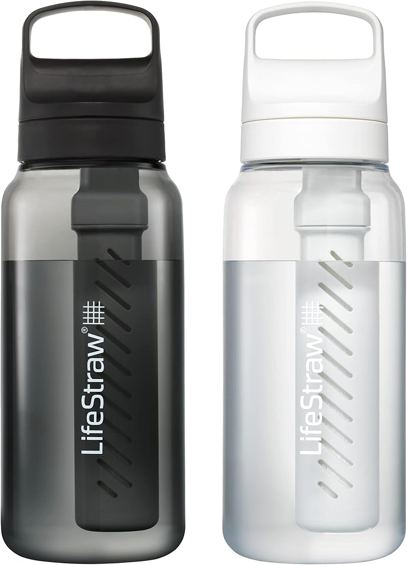 LifeStraw Go Series 1L Water Filter Bottle BPA Free 2 Pack Nordic Noir
