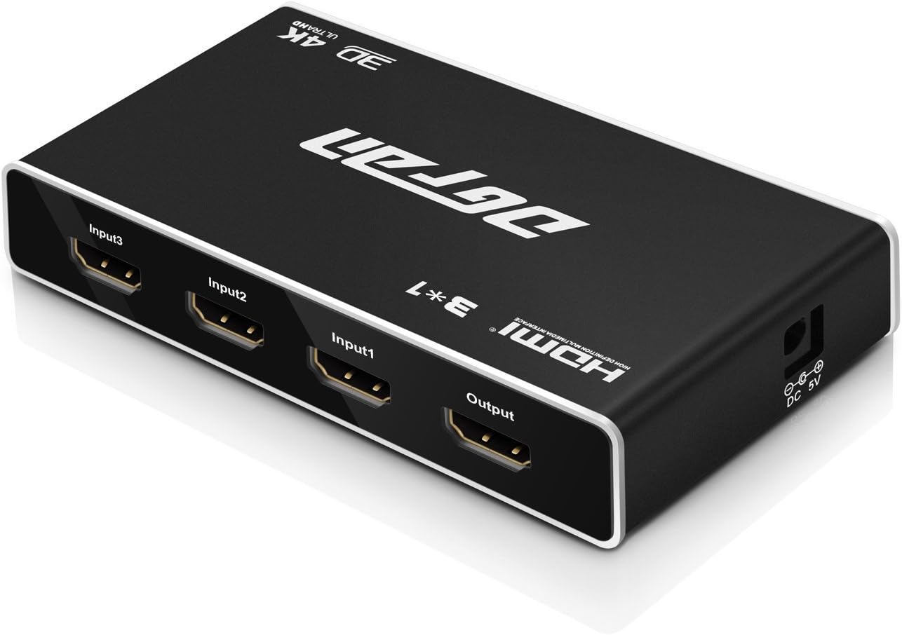 HDMI Switch, Premium 3 Port HDMI Switch Box – HD 4K 1080P 3D HDMI Hub with IR Wireless Remote Control for HDTV Projectors Camcorders Laptop, Monitor HTPC PS3/4, Xbox 360 & more