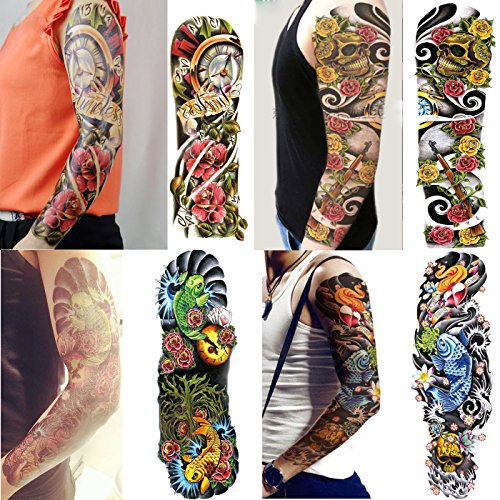 Kotbs 4 Sheets Full Arm Temporary Tattoo Waterproof Extra Large Tattoos Sticker for Men Women Makeup Body Art Fake Tattoo Sleeves Designs Kotbs 4 Sheets Full Arm Temporary Tattoo Waterproof Extra Large Tattoos Sticker for Men Women Makeup Body Art Fake Tattoo Sleeves Designs