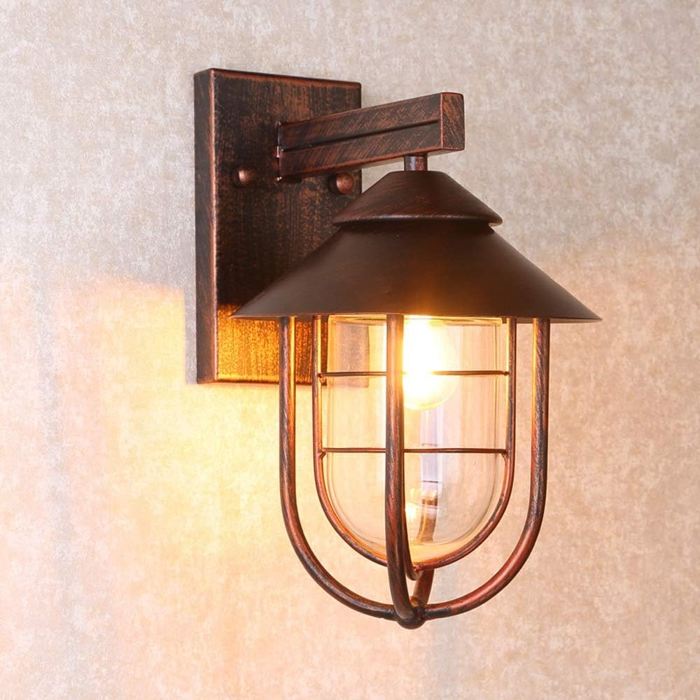 Vintage Industrial Wall Mounted Courtyard Lighting Fixture Classic Aluminum Glass Outdoor Waterproof Wall Sconce Lantern Traditional European Villa Garden Porch Wall Light Rustic Community Decorative