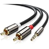 UGREEN 5m Stereo 3.5mm Klinke auf 2 Cinch Y Splitter Audiokabel Klinkenkabel mit Winzigem Metallstecker