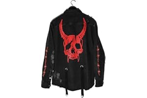DIOTSR Mens Distressed Denim Jacket Casual Ripped Holes Jean Jacket Hip Hop Punk Street Outwear Black