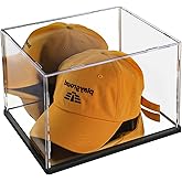 Hat Display Case Mirror Background and Base,Clear Acrylic Baseball Cap Display Box Stand,UV Protection Signed Hat Transparent Showcase Football,Snapback Caps,Ideal Gift for Caps Collector