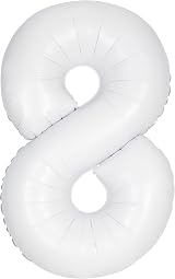 Unique Giant Foil Number 8 Balloon 86 cm Matte White