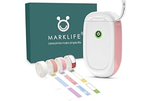MARKLIFE P11 Label Maker Machine with Tape, Mini Thermal Wireless Inkless Sticker Printer Machine for Home Kitchen Office Organization (Pink, 1 Printer+4 Tapes)