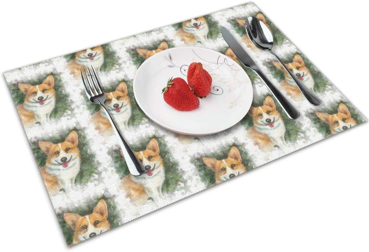 Hbesa Pembroke Welsh and Stars Placemats, Washable Dining Table