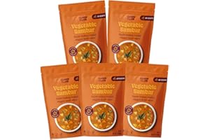 The Cumin Club Vegetable Sambar - Ready to Eat Indian Food - Unleash Irresistible Flavor and Health - Instant Meals Effortless Cooking, Perfect in Every Bite - Pack of 5