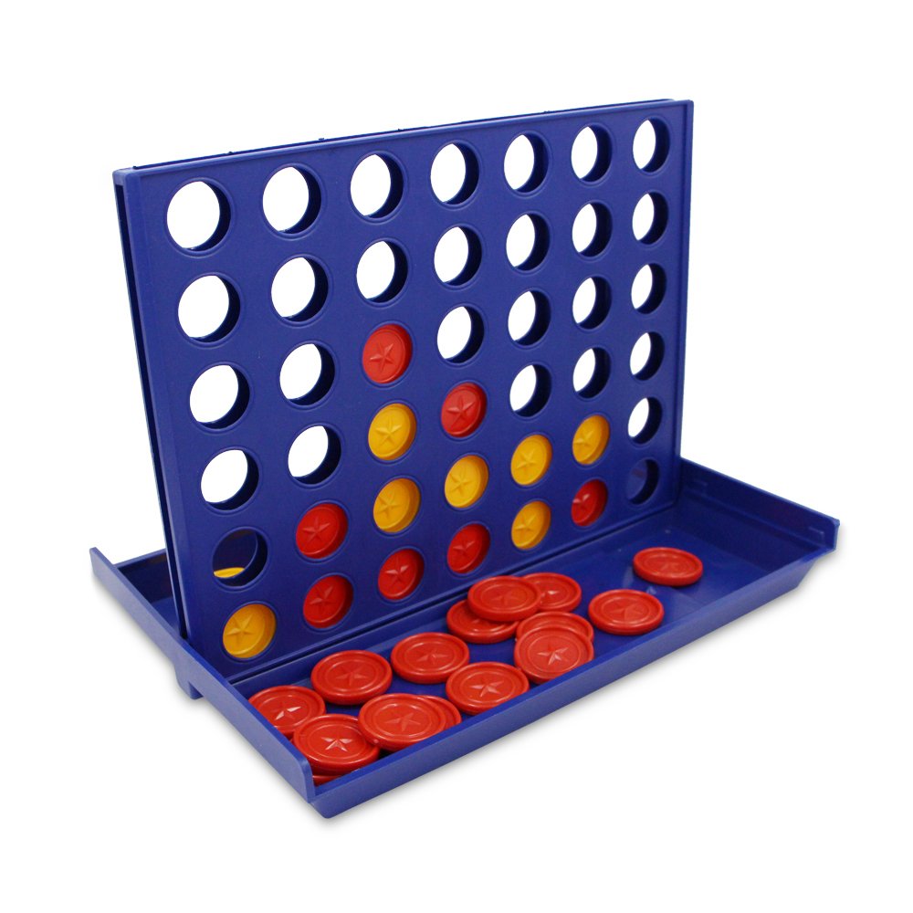 4 in a Row,Desktop Game 4 in a Row,QM-STAR Classic Family 4 in a Row Board Game,Children \'s Educational Toys,Three-Dimensional 4 Chess for Kids and Family(Sea Blue)