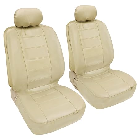 Amazon.com: Beige Synthetic Leather Seat Covers Front Pair Set of 2