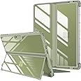 Fintie Hard Case for 13 Inch Microsoft Surface Pro 11/10/9 - Shockproof Folio Rugged Cover with Clear Transparent Back Shell Compatible with Type Cover Keyboard, Green