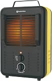 Comfort Zone 1,500-Watt Milkhouse Style Electric Portable Utility Heater with Adjustable Thermostat, Overheat Protection, and Safety Tip-Over Switch, Yellow/Black