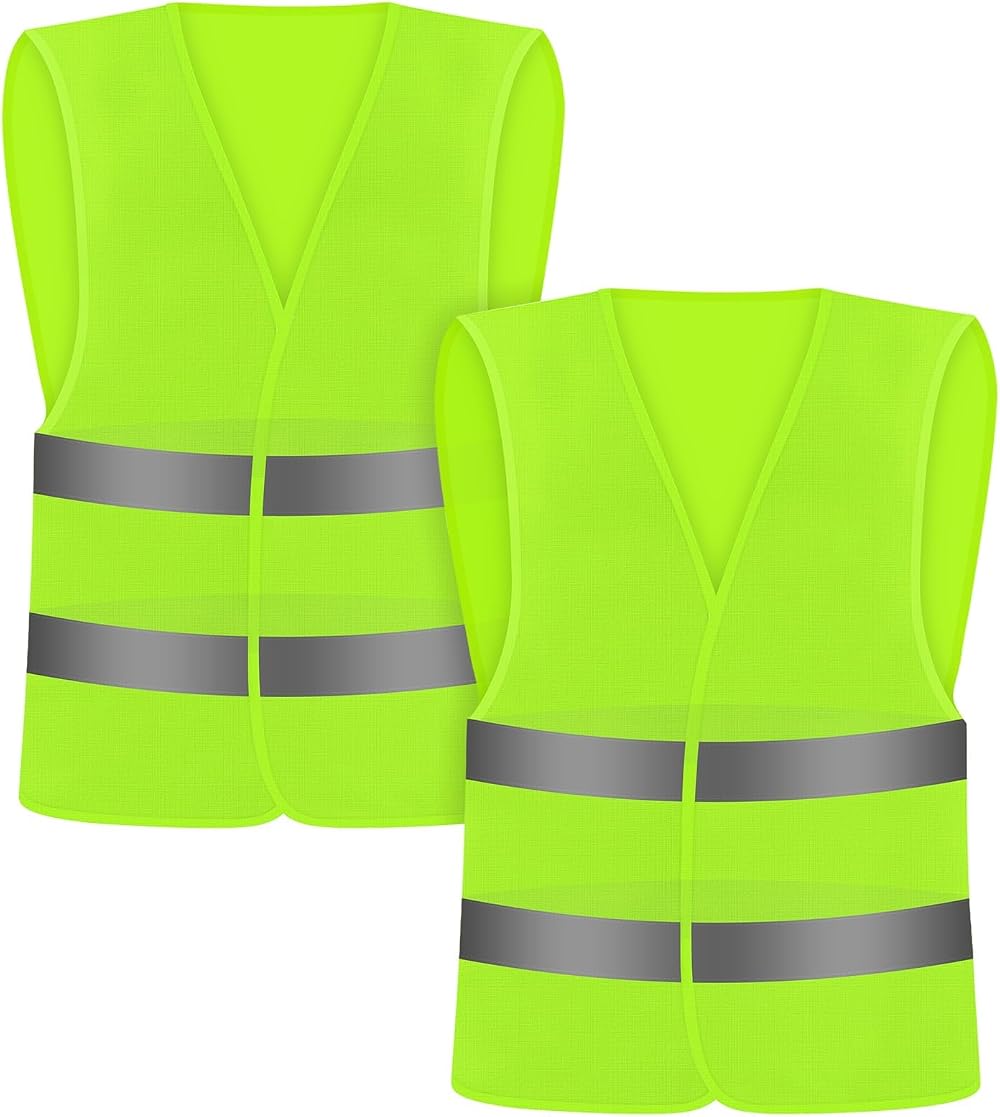 Chyaya 2 Pack Hi Vis Vests Reflective Safety Waistcoats Running Cycling Work