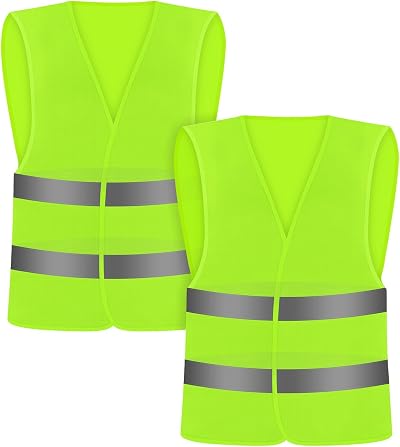 Chyaya 2 Pack Hi Vis Vests Reflective Safety Waistcoats Running Cycling Work