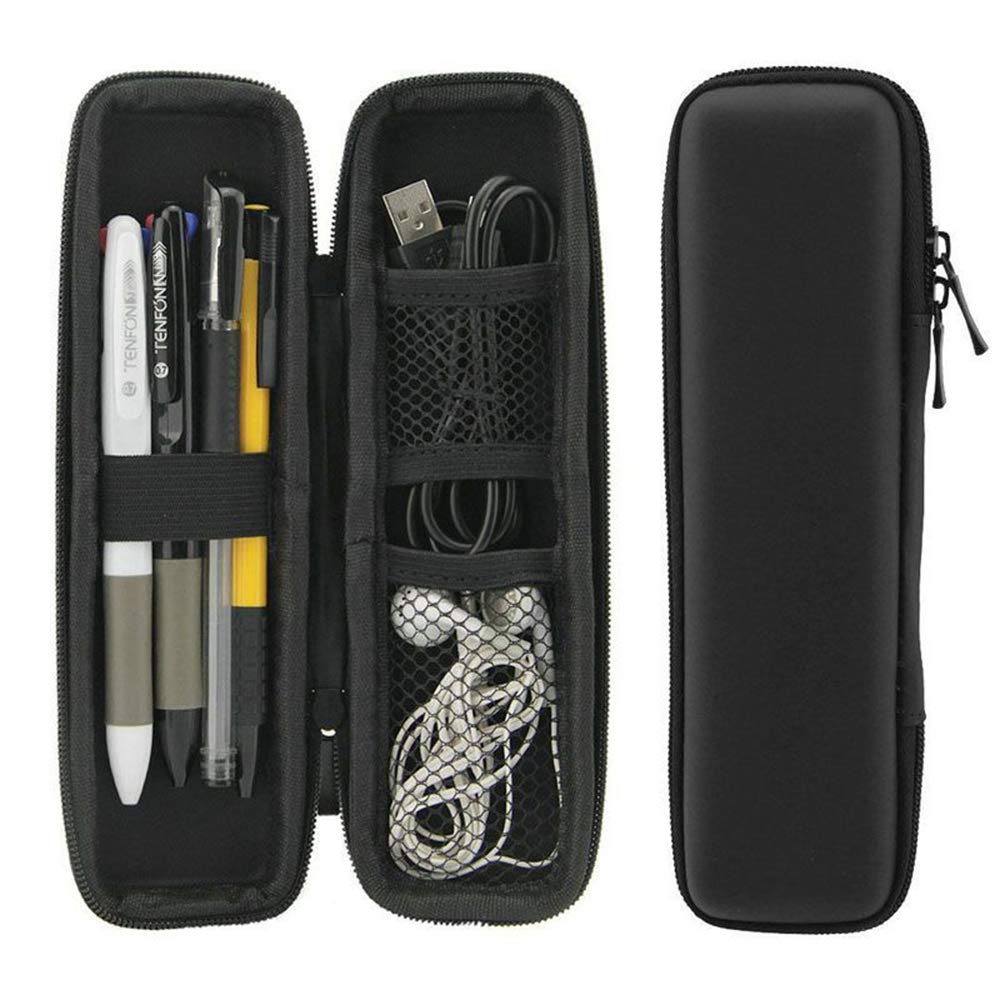 Black Hard Pencil Case EVA Hard Shell Stylus Pencil Case Holder Pouch Bag Holder Protective Carrying Box Bag Storage Container for Pen Ballpoint Pen Stylus Pencil USB Cables