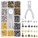 Caydo 360 Sets 3 Sizes Leather Rivets Double Cap Rivet Tubular Metal Studs with 4 Fixing Set Tools for DIY Leather Craft, 4 Colors (Gold, Silver and Bronze, Gunmetal) primary