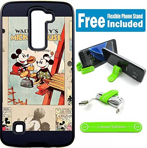 LG Stylo 2 Plus (MS550) Hybrid Armor Defender Case Cover with Flexible Phone Stand - Disney Mickey Mouse Old Cartoon