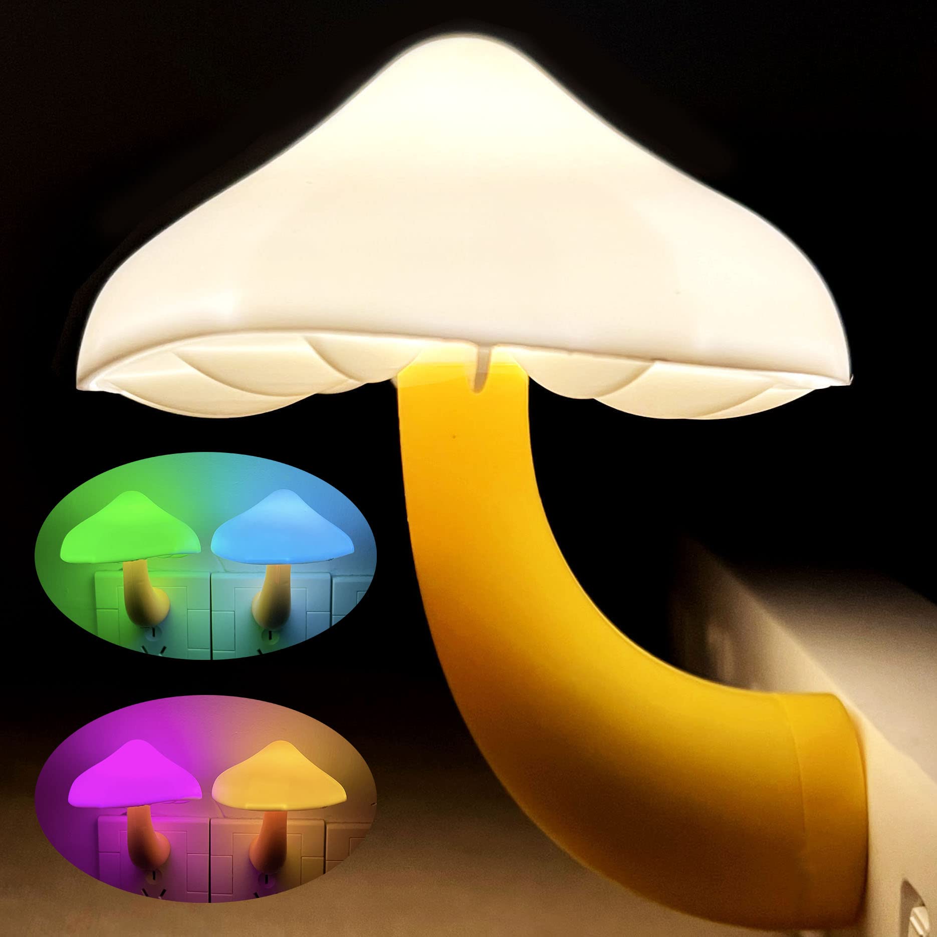 Photo 1 of iBetterLife Mushroom Sensor LED Night Light - Plug-in 7 Color Changing Mushroom Lamp, Mini Dream Bed Cute Colourful Nightlight for Adults Kids for Bedroom, Bathroom, Stairs, Hallway Corridor